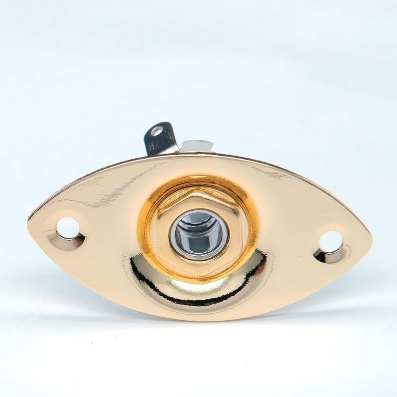 harpfeas Metal 1/4" Oval Guitar Input Jack Output Plate Jackplate Socket for Fender Strat Tele (Gold) - Image 3